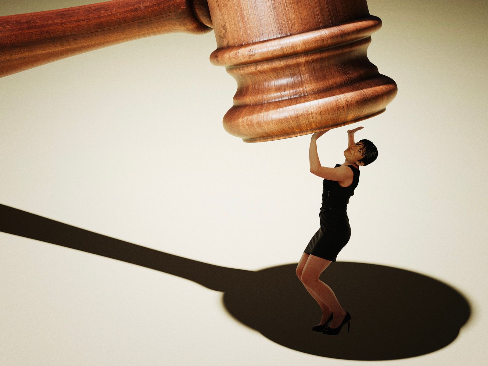 Illustration of Ghislaine Maxwell lifting a judges gavel.