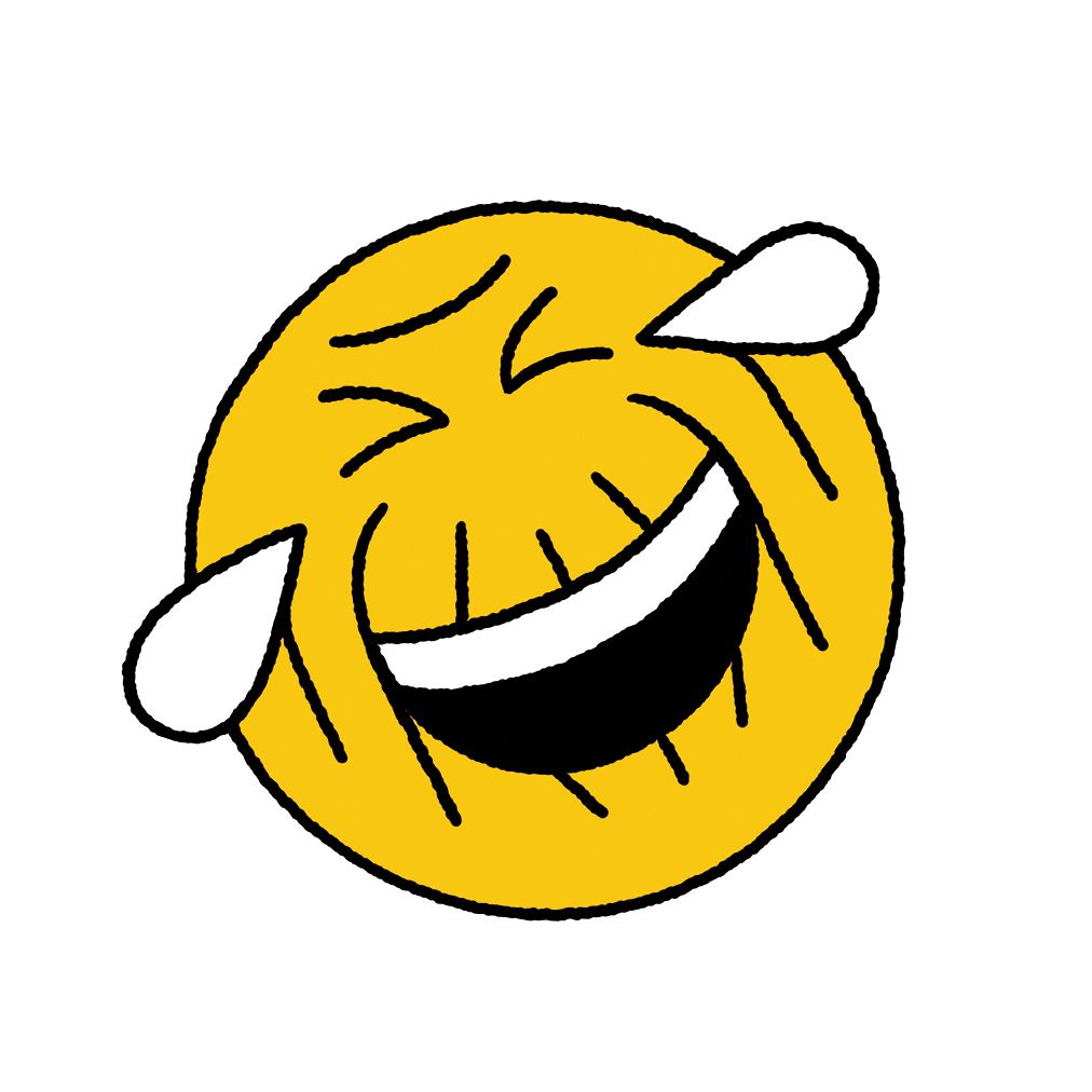 Laughing emoji with wrinkles.