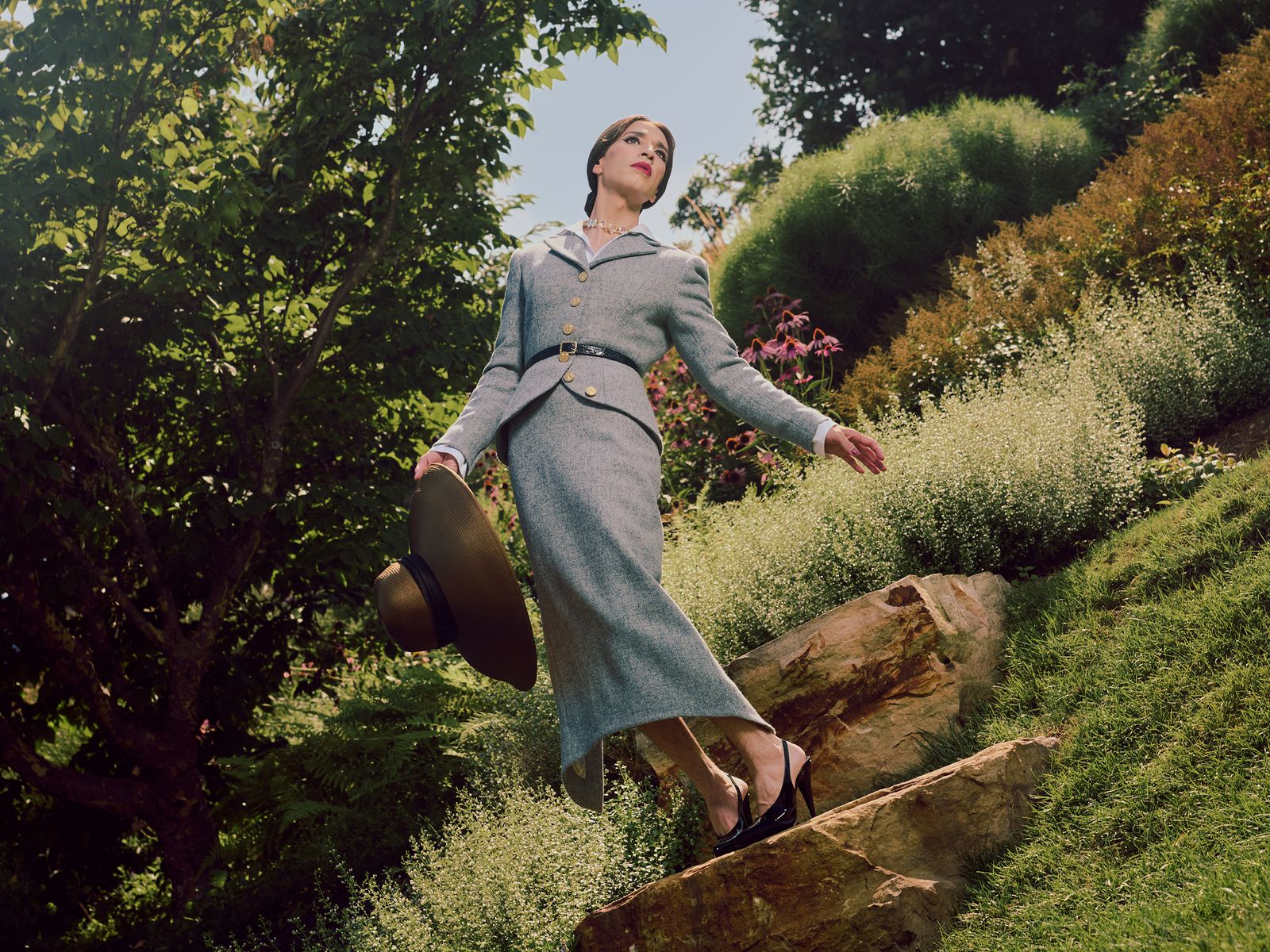 George Etheredge Anthony Roth Costanzo Grass Plant Face Head Person Photography Portrait Vegetation Clothing Pants Tree...
