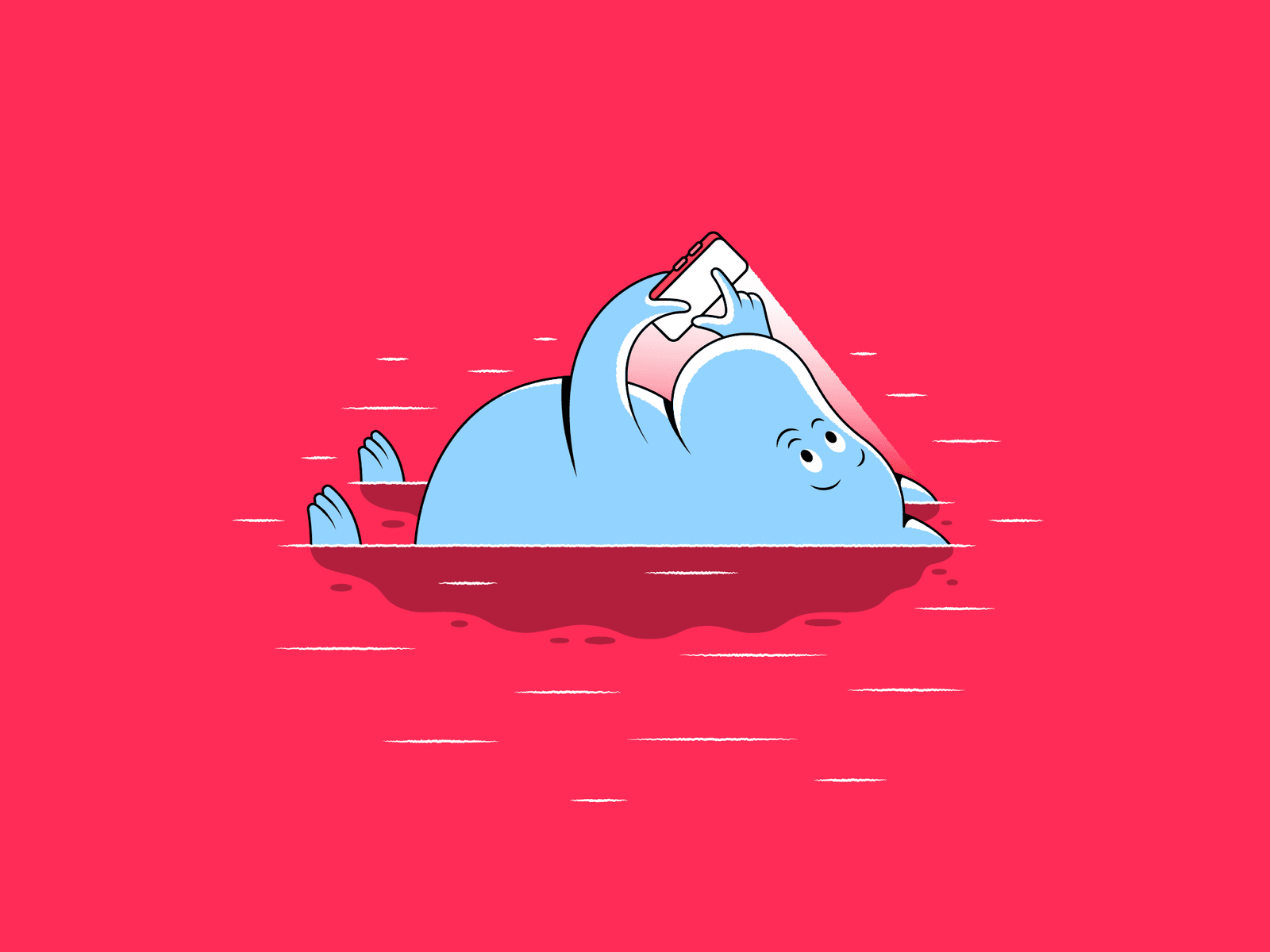 Illustration of a Moomin doomscrolling.